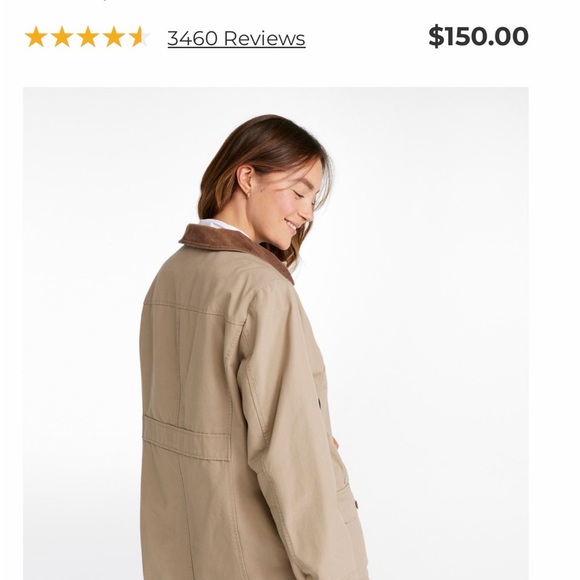 L.L. Bean Adirondack Barn Coat Flannel Lined Women’s Sz L Khaki Brown Rn71341 - Picture 3 of 11